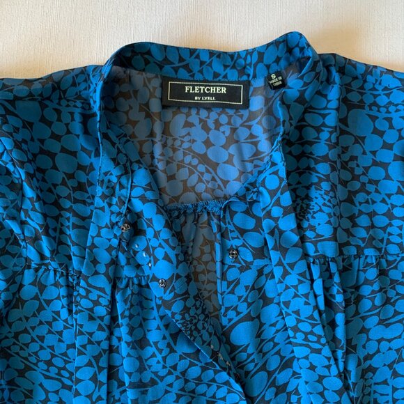 Fletcher Sheer Short Statement Sleeve Blouse Bow Tie Neck Whimsigoth Dark Fairy - Picture 3 of 9